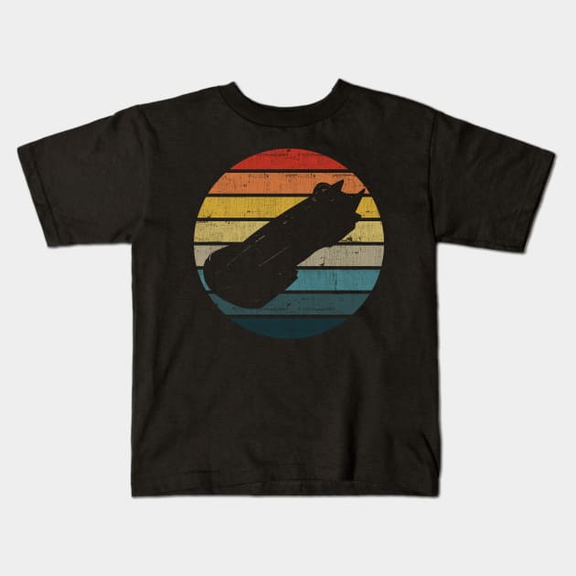 Bobsleigh Silhouette On A Distressed Retro Sunset graphic Kids T-Shirt by theodoros20